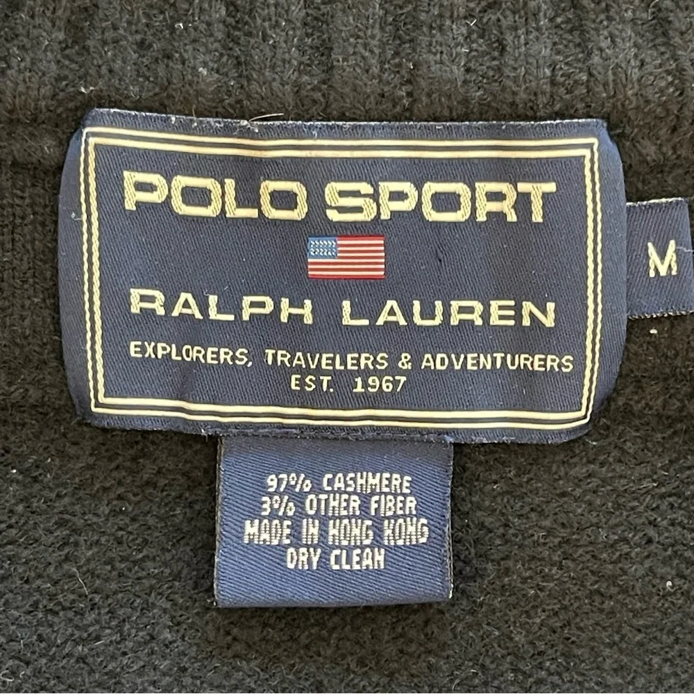 Polo Sport Ralph Lauren Black Heavy Cashmere Zip Cardigan Sweater Jacket Medium